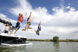 Kids Jumping off Boat